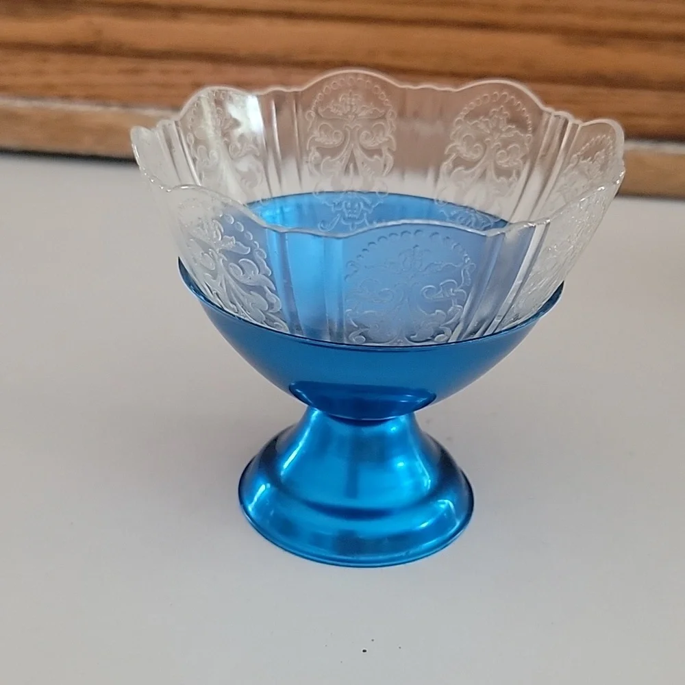 Vintage Heller Hostess-Ware Colorama Anodized Aluminum Sherbet depression
